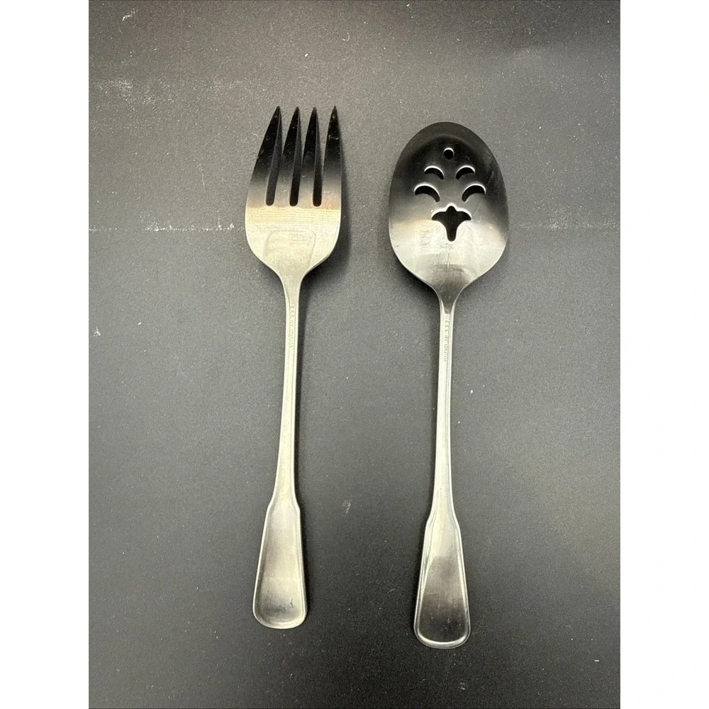 Oneida Stainless Serving Spoon Fork Yorktowne SSS 8.25